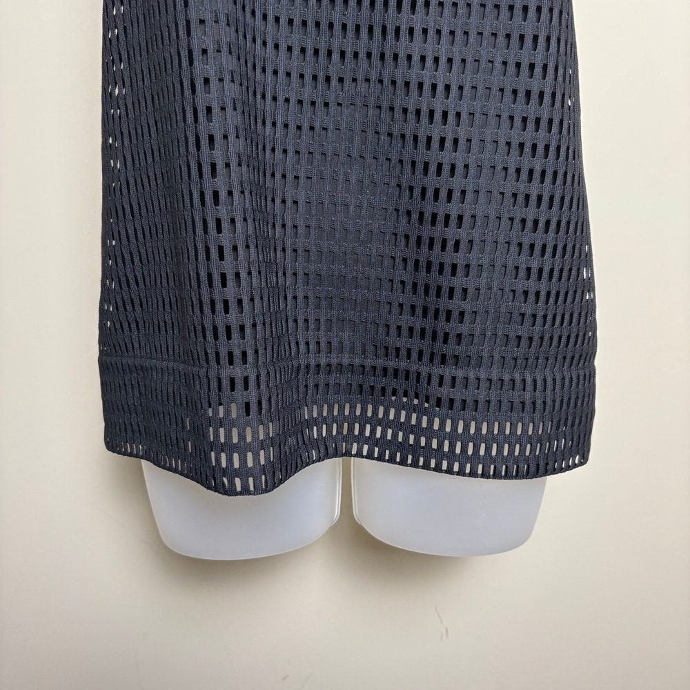 DKNY Black Grid Mesh Sheer Knit Racerback Scoop Neck Sleeveless Tank Top Women S - Picture 3 of 9